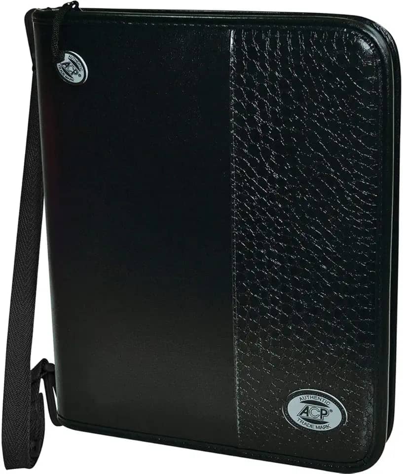 Fichário com Zipper e Alça, Completo, Croco Black, ACP