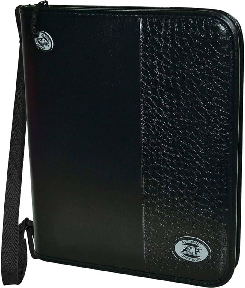 Fichário com Zipper e Alça, Completo, Croco Black, ACP