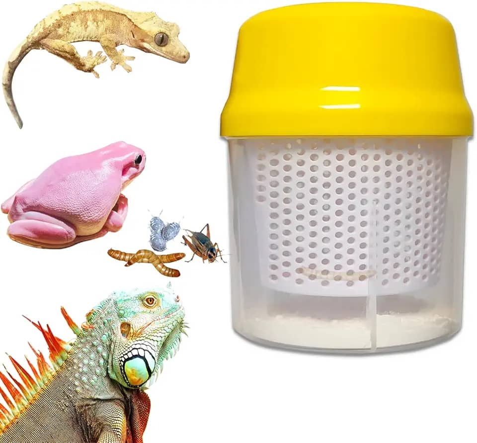 Delllala Misturador de cálcio de críquete de réptil, garrafa agitadora de nutrientes para répteis de cálcio, para dragão barbudo, lagartixas, lagartos, camaleões e cobras. Alimentador de críquete