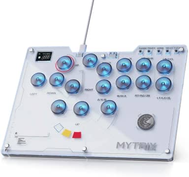 Mytrix Arcade Stick for Haute42 16Keys All-Button Leverless Controller for PC/PS4/PS3/Switch/Steam, Turbo Functions, RGB Light, Supports Hot Swap, SOCD, Removable Plate - Interstellar Design