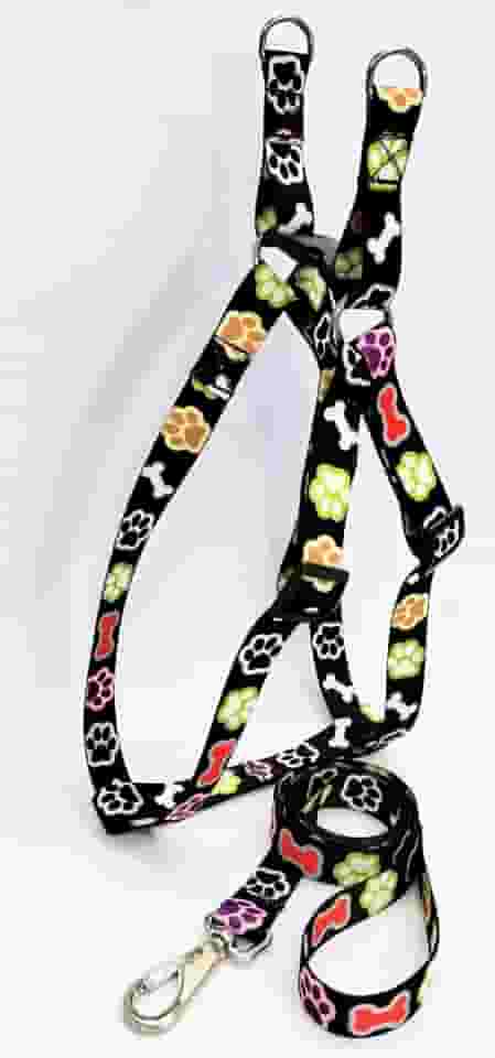 Coleira Peitoral e guia para Cachorros com ajustes especial Verde Camuflado (PRETO)