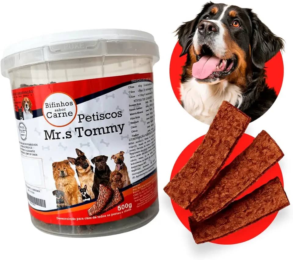 Petisco Bifinho Premium Para Cachorro Pote 500gr (Carne)