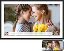 SSAWiFiFRAME Quadro Digital 15.6 Polegadas, Compartilhamento de 50 Fotos/Vídeos de 200MB via APP Gratuito, Tela HD IPS Touch de 32GB, Presente para Avós e Pais (Natal/Aniversário)