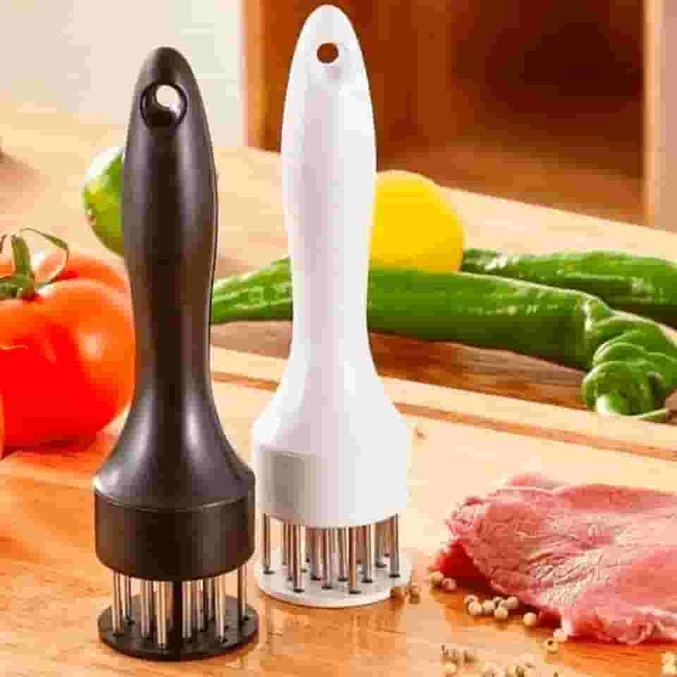 Amaciador Batedor de Carne Bife Com Furador Manual 24 Lâminas afiadas em Aço Inox Amaciador de carne de aves, carne bovina, Frango, peixe Ideal para Cozinha e Churrasco 25cm