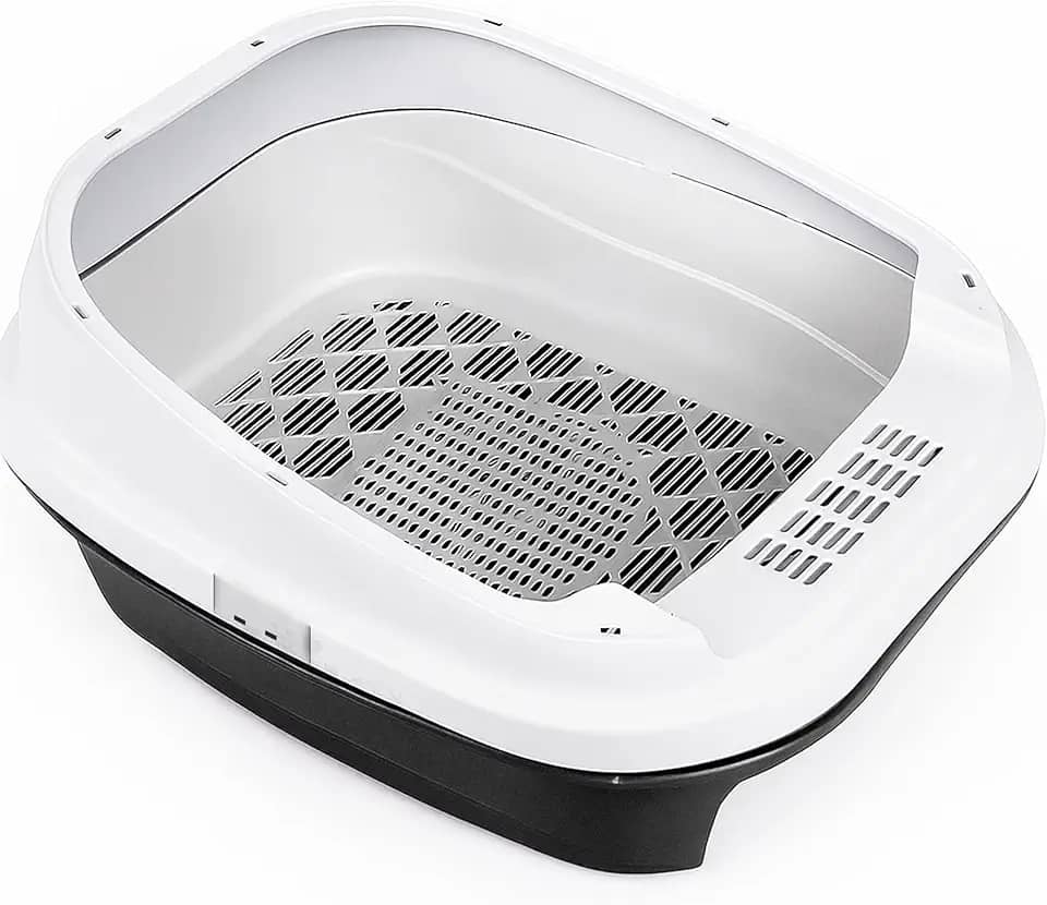 Bandeja Furba Caixa de Areia Gato Lillos Pet - Sistema Peneira, Limpeza Facil e Higienica (Preto)