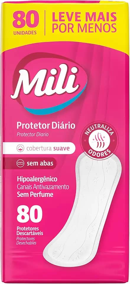 Absorvente Protetor Diário MILI com 80 unidades