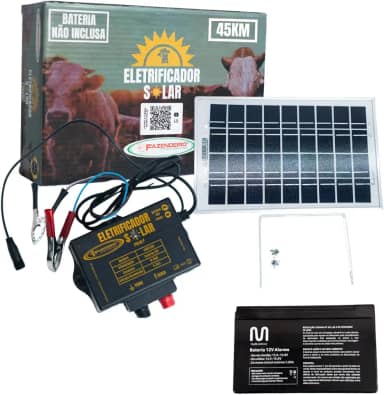 FAZENDEIRO, Cerca Elétrica Rural Eletrificador 45Km Solar com Bateria