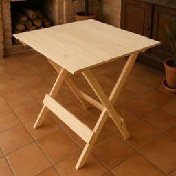Mesa Dobrável de Madeira Pinus 60x60 cm – Compacta, Portátil e Resistente, Ideal para Varanda, Churrasco, Camping e Cozinha