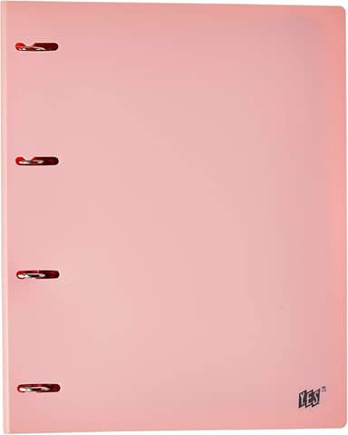 Fichário 4 Argolas A4, YES, R4EABCROS, Tons Pastel, com 96 Folhas e 5 Divisórias, Rosa