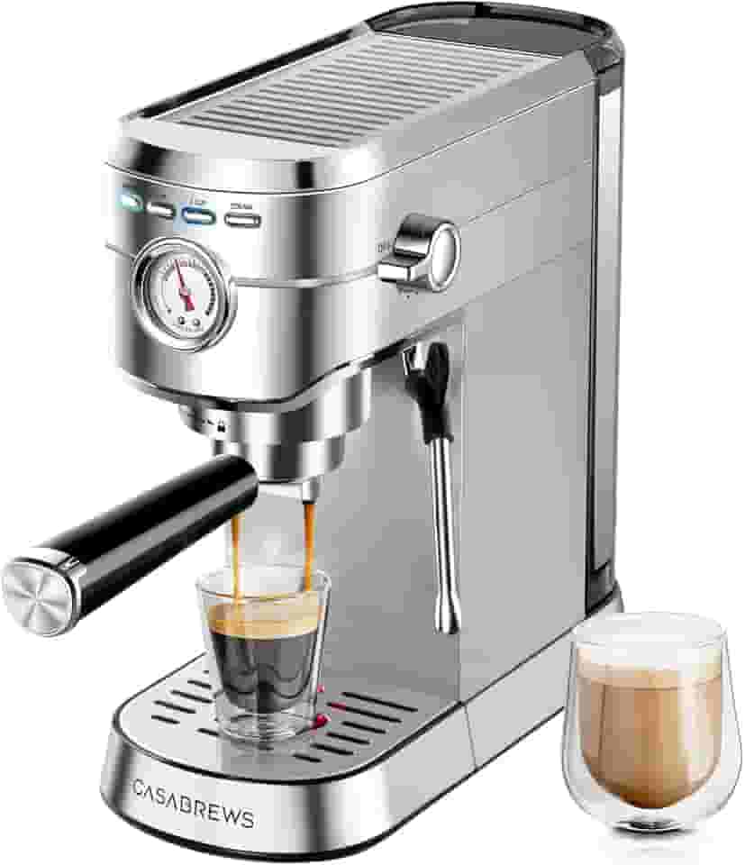 Máquina de café expresso com 20 barras, máquina de café expresso profissional com espumador de leite, máquina de café expresso compacta com tanque de água removível de 963 g para cappuccino, latte, macchiato, presente para pai ou mãe