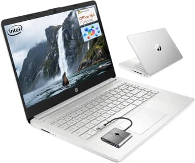 HP Laptop para 14 estudantes, de volta às aulas, processador quad-core (até 3,6 GHz) 4 GB de RAM, SSD de 128 GB, laptops para estudantes com Office 365 Copilot AI Win11 de 1 ano, prata natural
