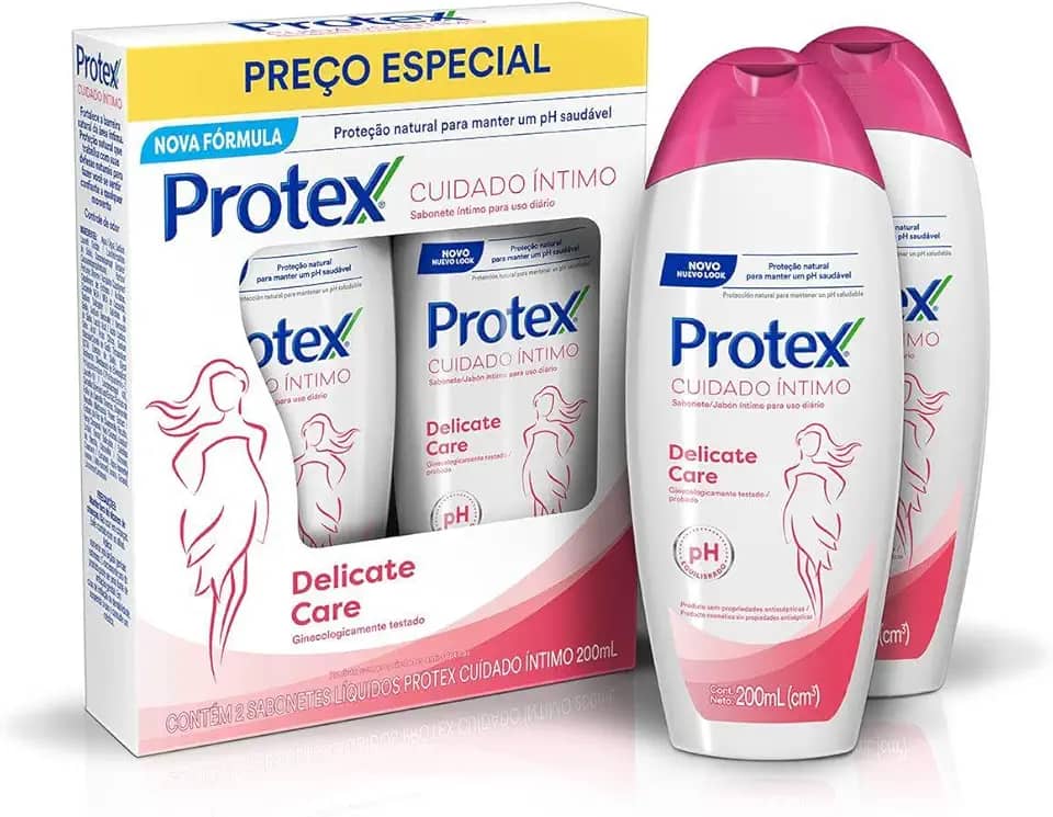 Sabonete Íntimo Líquido Protex Cuidado Íntimo Delicate Care 200ml Embalagem Promocional 2un