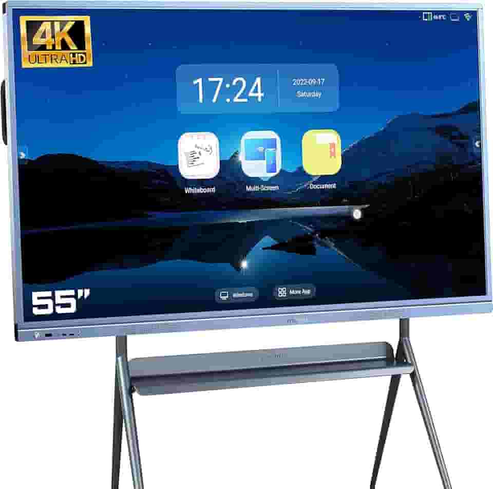 JYXOIHUB Placa Inteligente para Sala de Aula e Conferência, Lousa Eletrônica de 55 Polegadas, Sistema Operacional Android e Windows com 4K HD Touch Screen, Lousa Interativa Digital