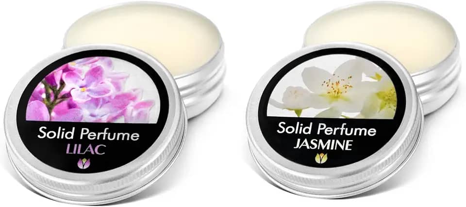 Flowerland Conjunto De Perfumes Sólidos Jasmim, Lilás - Bálsamo Bolso Portátil Perfeito Para Viagens Fragrância Natural Masculinos E Femininos Veganos