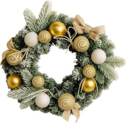 Guirlanda de Natal com Enfeites Flores 40cm Decoração Luxo (Branco e Vermelho)