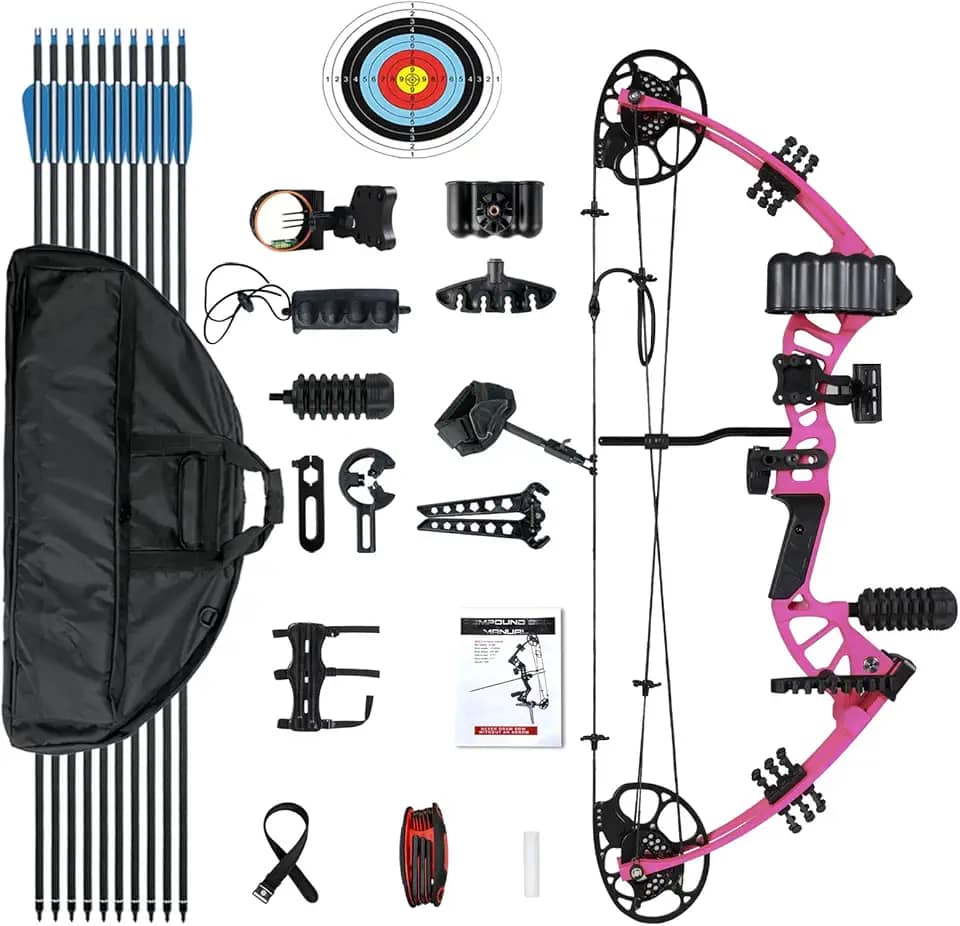 WUXLISTY Arco Composto Para Jovens, Adolescentes E Iniciantes, Peso De Tração De 15 A 45 Libras, Membros Feitos Nos Eua, Pronto Para Atirar, Conjunto De Arco E Flecha Com Todos Os Acessórios De Arco