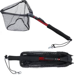 Sougayilang Rede de pesca para pouso de peixe, mastro telescópico dobrável dobrável com cabo de EVA, malha de material de nylon durável, captura ou liberação segura de peixes