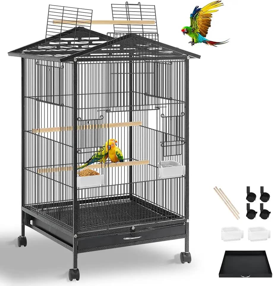 Gaiola para Calopsita, 97 * 46 * 46cm, Viveiro para Papagaio Grande, Viveiro para Calopsita