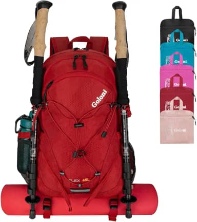 Mochila de caminhada de 45 L com capa de chuva, mochila de acampamento leve e dobrável para trekking
