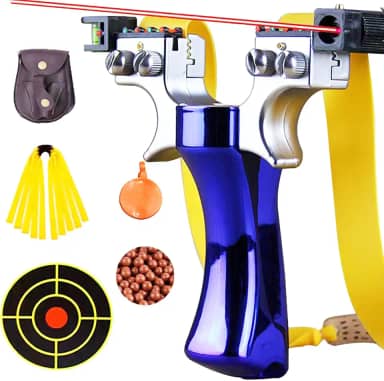 Conjunto de estilingue de couro plano a laser de alta precisão com mira a laser e mecanismo de tiro rápido, a melhor escolha para entusiastas de caça ao ar livre