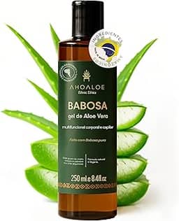 AHOALOE Babosa Puro Gel de Aloe Vera - Gel Multifuncional Corporal e Capilar - Hidratação Profunda - Rico em Vitaminas e Nutrientes - Revitaliza e Regenera - Todos os Tipos de Pele e Cabelo - 250ml