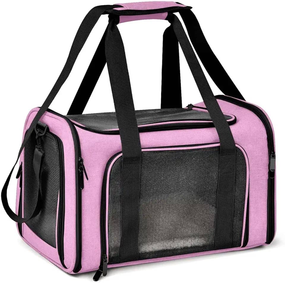 Bolsa De Viajem Para Transporte Pet Para Cães E Gatos Avião (Rosa)