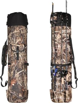 Wowelife Bolsa organizadora de vara de pesca para pescar e viajar, um presente para pai, filha e amigos (camuflagem)