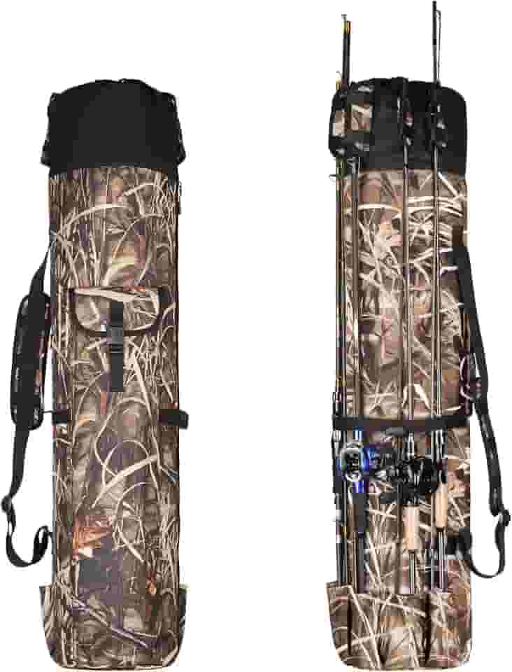 Wowelife Bolsa organizadora de vara de pesca para pescar e viajar, um presente para pai, filha e amigos (camuflagem)