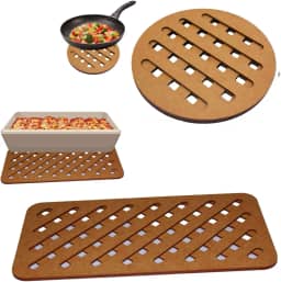 Kit com 8 Descansos de panela e 4 Suporte de travessas para Apoio De Mesa, Cozinha, Decoração, Design minimalista MDF