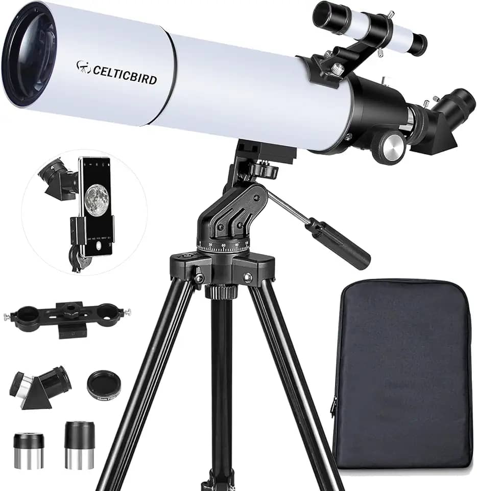 Celticbird 80x600mm AZ Telescope, Travel Telescopes for Adults Astronomy, Telescopio for Beginners,Kids with Backpack, Moon Filter, Phone Adapter