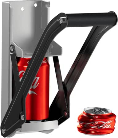 RamPro Trituradores de Latas para Reciclagem - Triturador de Latas de Alumínio Resistente de 16 Onças Montado Na Parede - Destruidor de Latas de Refrigerante e Cerveja para Reciclagem com Abridor de G