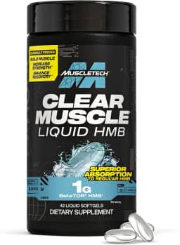 Muscletech Suplementos HMB 1000 mg, músculo transparente (42 cápsulas gelatinosas líquidas) - HMB de mais alto grau para músculo magro e recuperação - Suplemento muscular livre de HMB - Ajuda a
