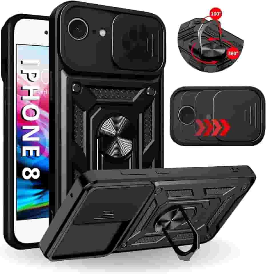 Capa Capinha Armor Anti Impacto Militar Para iPhone 8 (Tela 4.7) + Anel Giratório + Proteção De Câmera - Proteção Militar