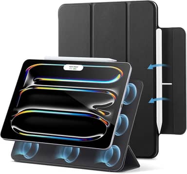 ESR Capa para iPad Pro de 11 polegadas M4 (2024), fixação magnética potente, capa fina com suporte triplo, suporte para Pencil Pro e Pencil (USB-C), suspensão e ativação automáticas, Preto