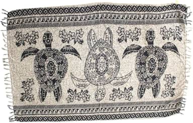 Canga de Praia 100% Viscose com Estampa de Tartarugas, 168m x 1,15m