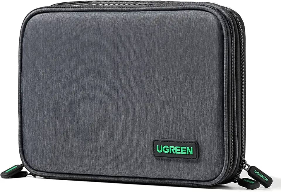 UGREEN Organizador eletrônico Bolsa de armazenamento para organizador de cabos de viagem para cabos de dados, carregador USB C, cartão SD, disco rígido, cabo de carregamento, mouse, banco de