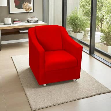 Poltrona Para Sala Decorativa Cadeira Reforçada Para Recepção Consultório Escritório Pé Cromado - Clique E Decore (Vermelho)