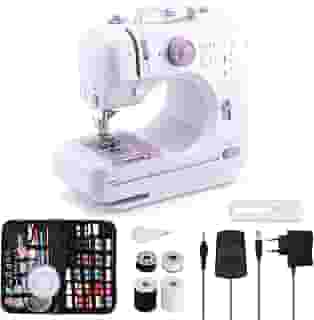 Máquina Costura Portátil Mini Maquina Costura com 12 Padrões Costura 110-220V Máquina Costura Doméstica para Tecidos Pesados e Projetos Criativos