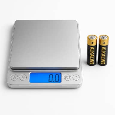 Balança de Cozinha Digital Precisão 0,1g até 2kg Com Visor Luminoso, Sensores de Alta Precisão e Pesagem em Diferentes Unidades de Medidas Com 2 Bandejas e 2 Pilhas Inclusas