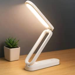 Luminária Dobrável LED Recarregável USB – Luz Branco e Amarelo, Ideal para Estudos, Leitura e Escritório e Trabalho - Compacta - BRANCO