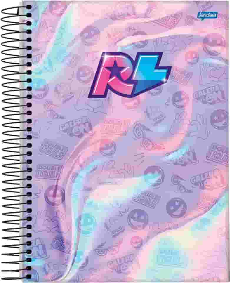 Jandaia - Caderno Espiral Universitário Capa Dura 10 Matérias 160 Fls Rafa e Luiz Holografica