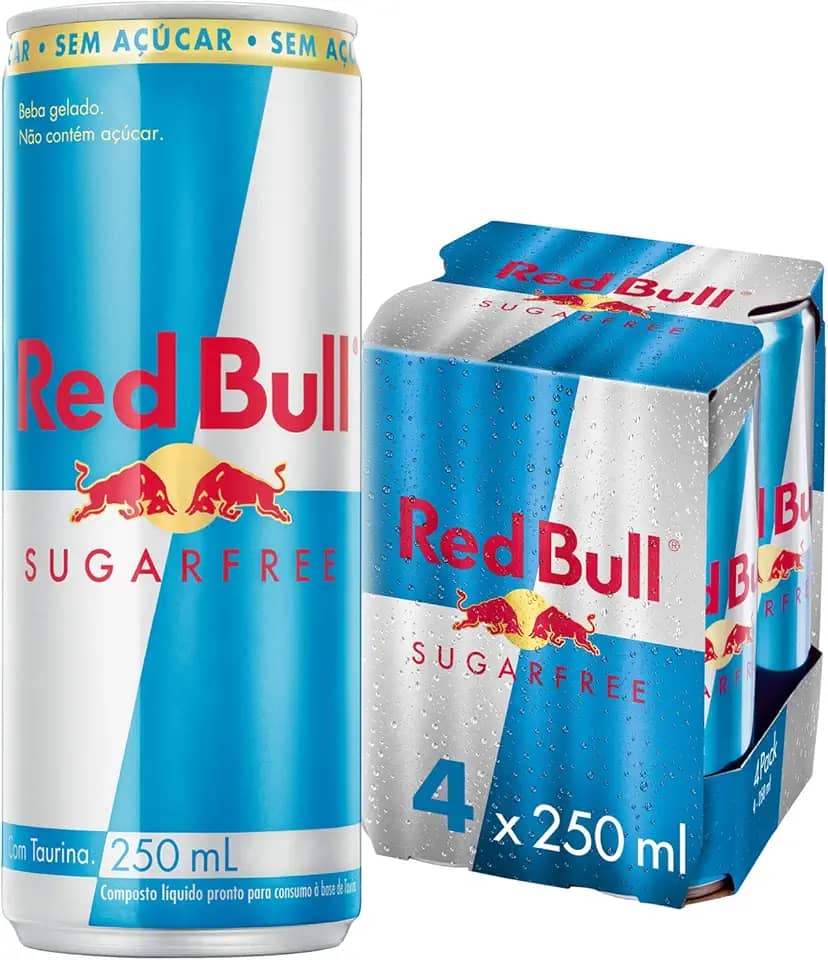 Pack de 4 Latas Red Bull Energético, Sem Açúcar, 250ml