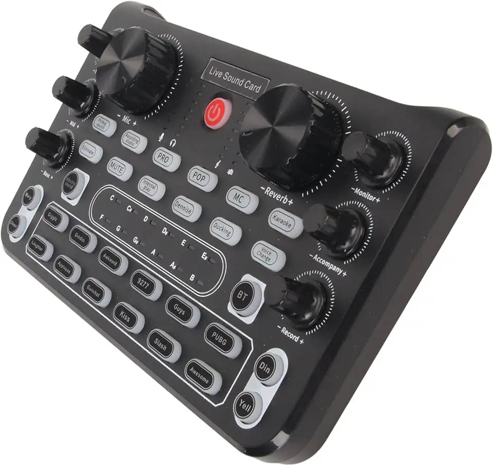 Estink Placa de Som Ao Vivo Mesa de Mixagem de Som Mixer Com 8 Efeitos Sonoros 16 Redução de Ruído Ambiente para Karaokê Transmissão DJ Podcast