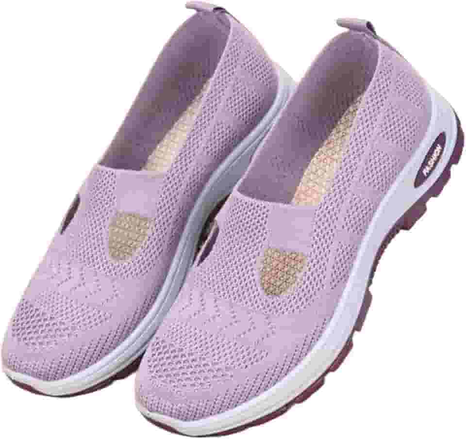 Tênis feminino de malha para idosos, respirável, antiderrapante, para o, sapatilha leve, tênis de caminhada, tênis esportivo