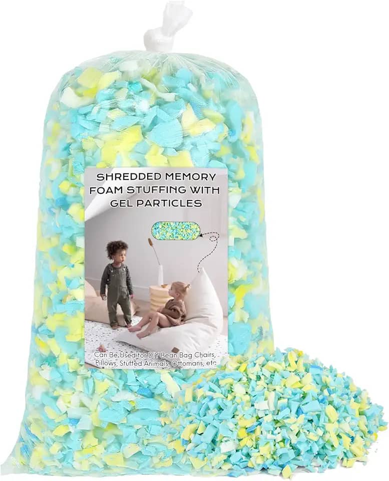 Enchimento de saco de feijão, enchimento de espuma de memória desfiada de 2,3 kg, enchimento de cadeira de pufe, enchimento de refil de saco de feijão, enchimento de saco de pancada