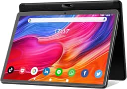 Tablet Android 12 de 10,1 polegadas, processador Octa-Core com atualização mais recente de 2024 com 64 GB de armazenamento, câmera dupla de 13 MP + 5 MP, WiFi, Bluetooth, GPS, suporte de expansão de