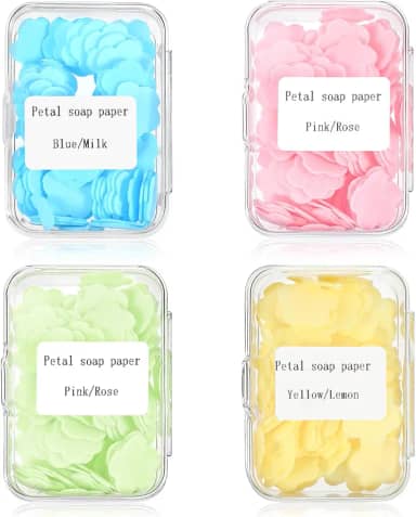 ValueBargain Folhas de sabão portáteis 400 folhas – Lavagem à mão perfumada compostável para viagens ao ar livre/acampamento/caminhadas, mini sabonete solúvel descartável (mistos aromas, pacote de