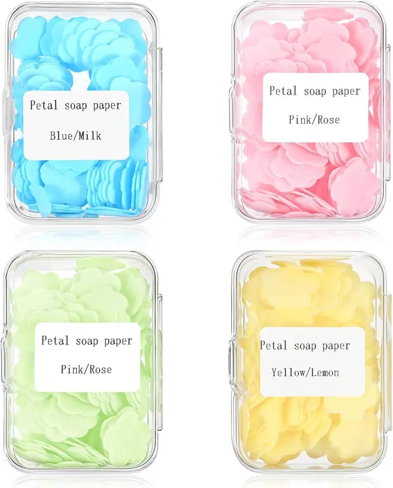 ValueBargain Folhas de sabão portáteis 400 folhas – Lavagem à mão perfumada compostável para viagens ao ar livre/acampamento/caminhadas, mini sabonete solúvel descartável (mistos aromas, pacote de