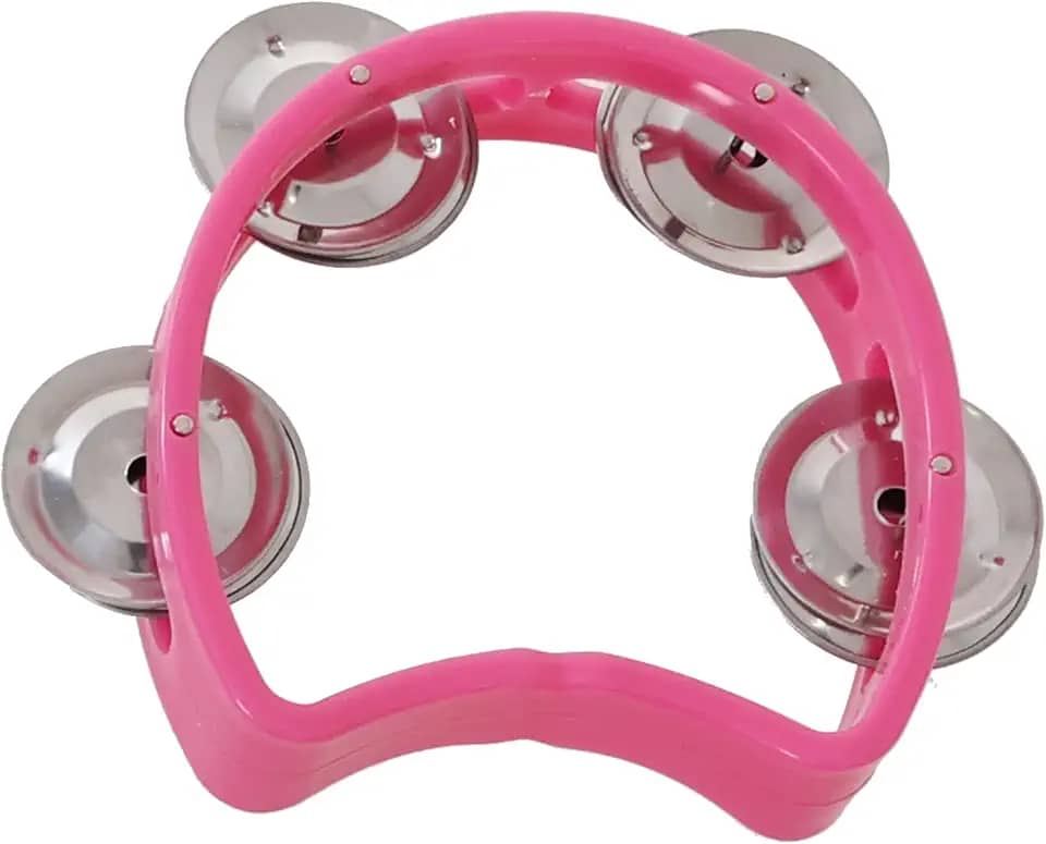 Pandeiro Infantil Meia Lua Pandeirola Profissional Colorido Para Criança Percussão Musical em ABS Instrumento de Mão Zaidan's (Rosa)