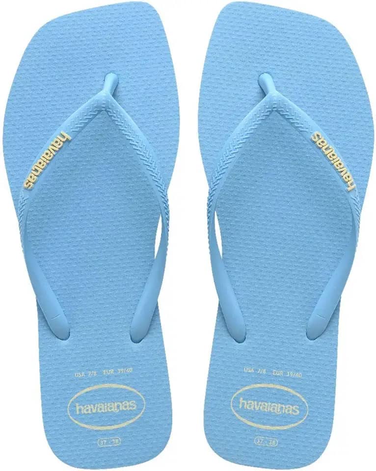 Chinelo Havaianas Slim Square Logo Pop Up Ponta Quadrada Feminina